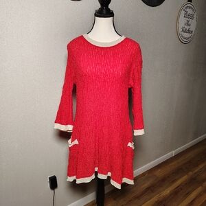 Youshi Red and Cream Textured Dress/Top Medium